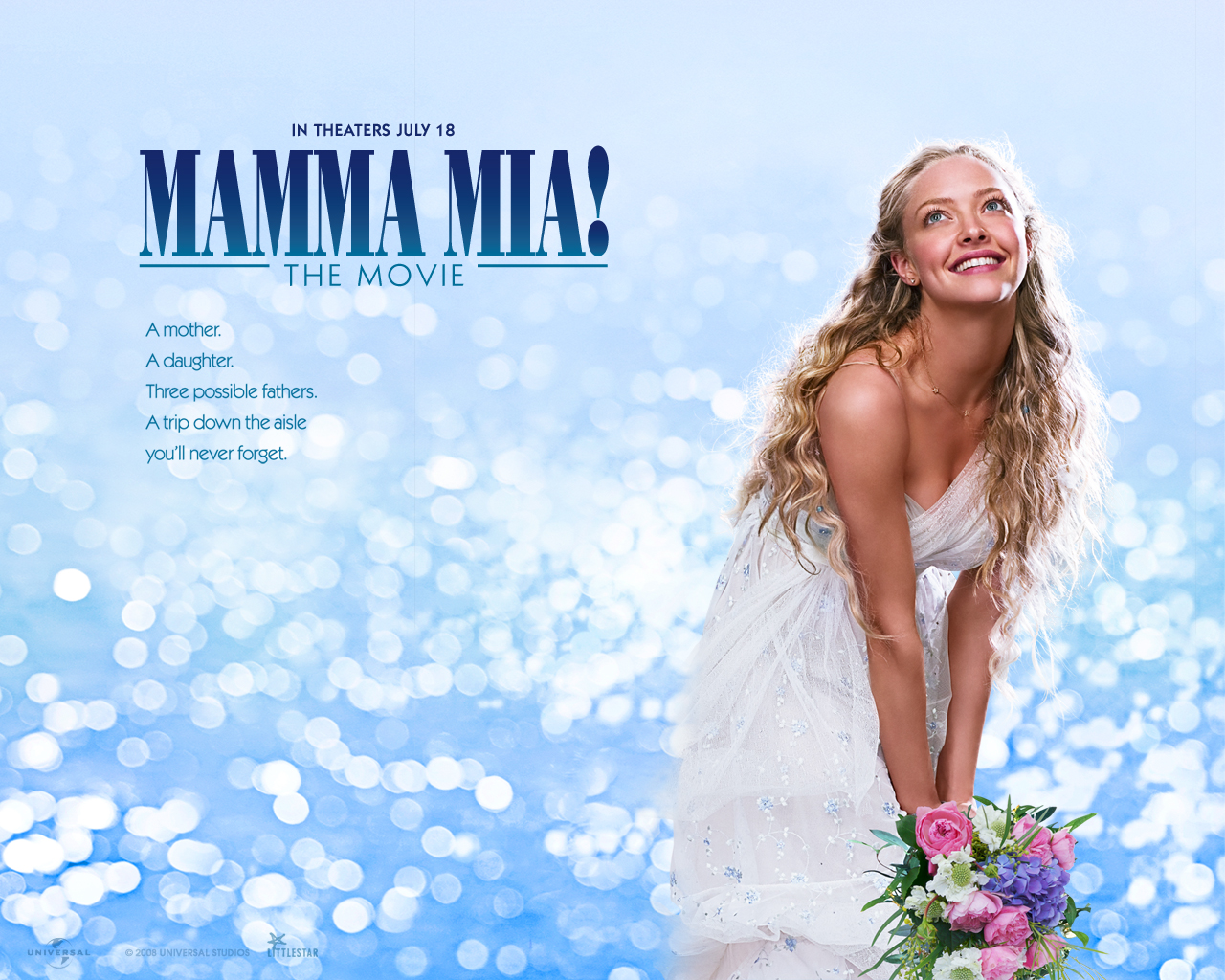 Amanda Seyfried trong poster quảng bá Mamma Mia! năm 2008