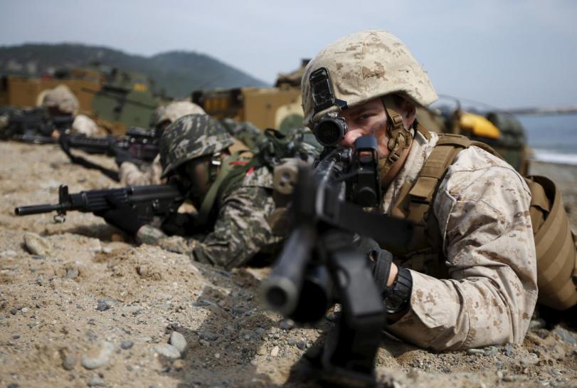Một đợt tập trận của liên quân Mỹ và Hàn Quốc tại Pohang (Hàn Quốc) năm 2014 - Ảnh: Reuters