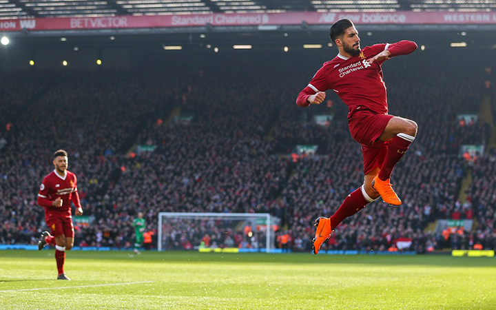 Can ăn mừng bàn mở tỉ số cho Liverpool. Ảnh: GETTY IMAGES