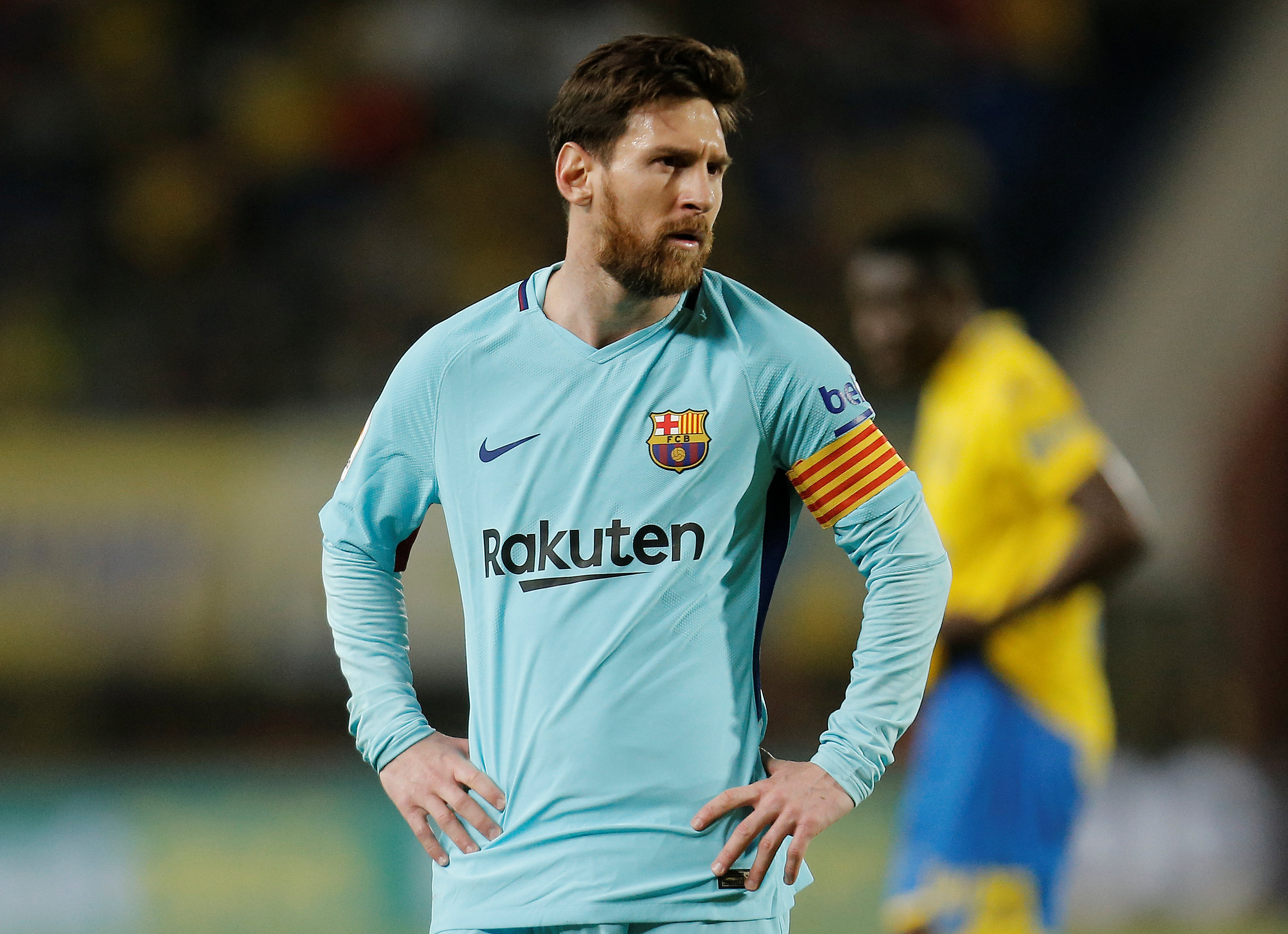 Bàn thắng của Messi không thể giúp Barca có ba điểm. Ảnh: REUTERS