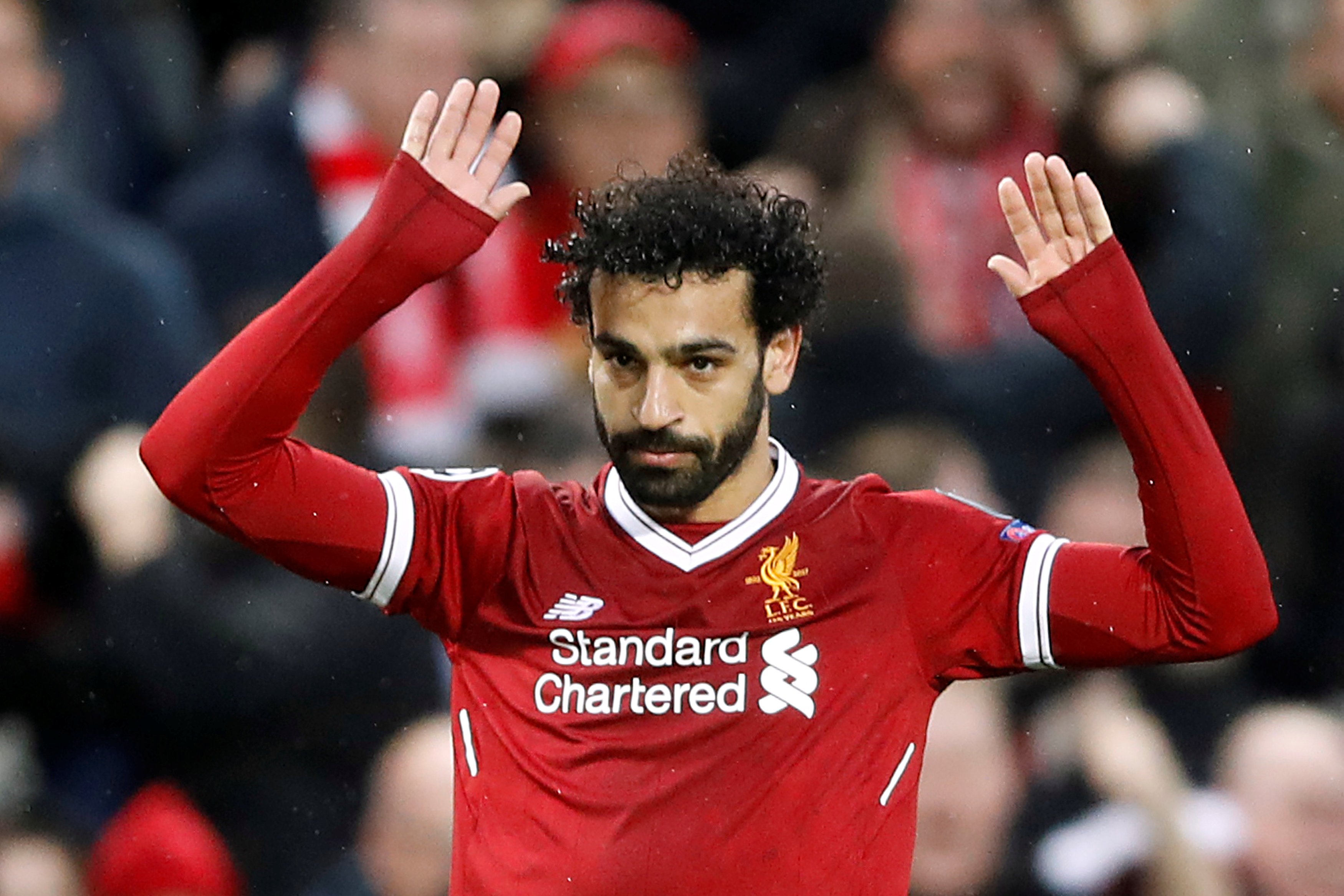Salah không ăn mừng sau khi mở tỉ số cho Liverpool. Ảnh: REUTERS