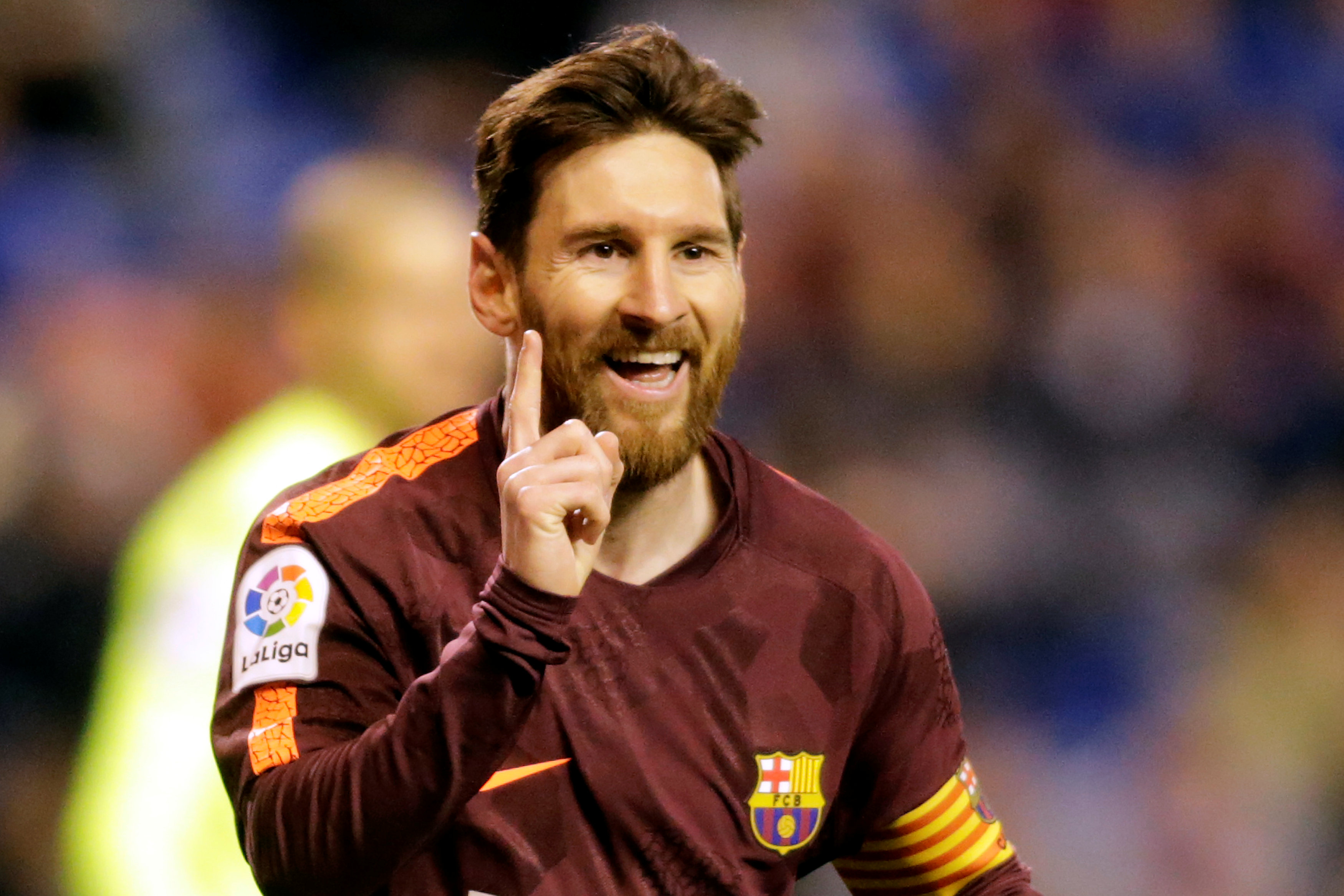 Messi - người hùng của Barcelona trong chiến thắng trước Deportivo. Ảnh: REUTERS